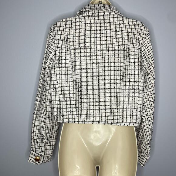 Anthropologie Bishop & Young Parker Tweed Cropped Jacket Windowpane M New - Picture 9 of 14